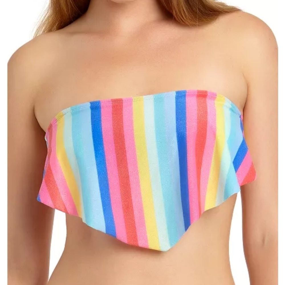 California Waves XL Rainbow Handkerchief Bikini Top